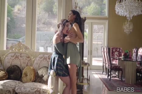 Темноволосые милашки лесбиянки умеют работать язычками